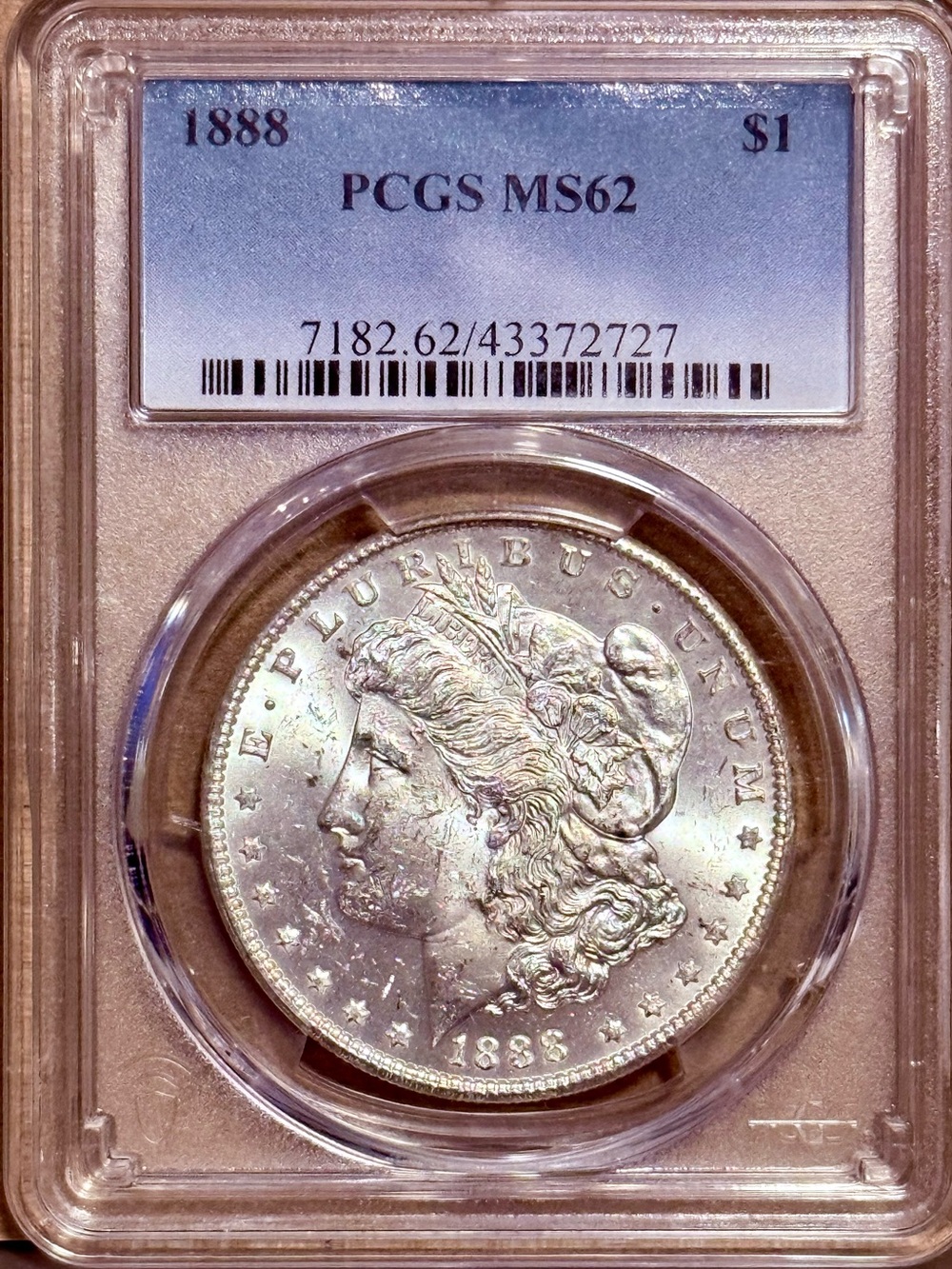 1888 Morgan Silver Dollar • Graded PCGS MS62